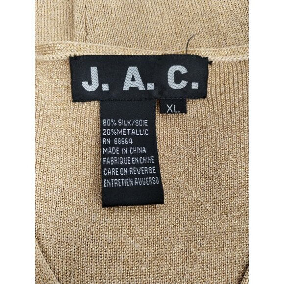 J.A.C Womens XL Vintage Gold Button-Up V-Neck Cardigan Sweater - Picture 7 of 7